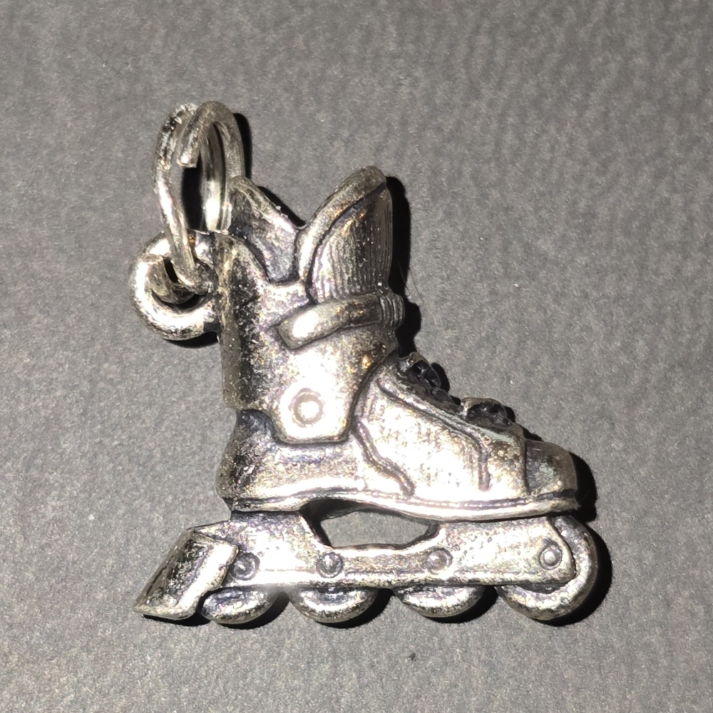 Vintage Sterling 925 Silver Rollerblade Charm Pendant For Bracelet Necklace